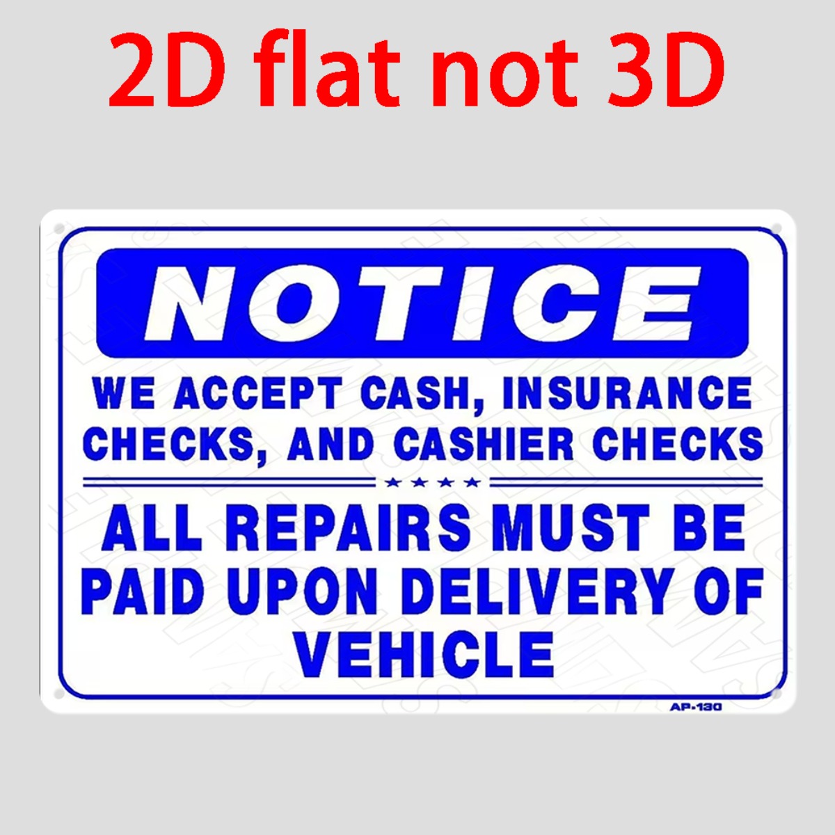 Auto Repair Shop Insurance - Плоская 2D металлическая табличка для стены,